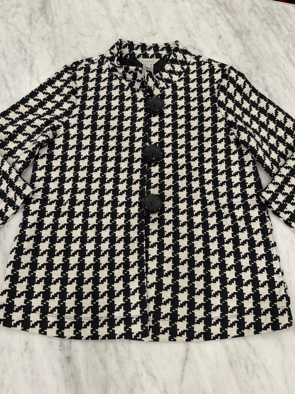 NWOT Multiples Black and White Houndstooth Coat Jacket, S